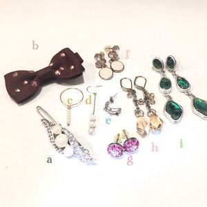 Bundle 18k/Swarovski earrings hair clip